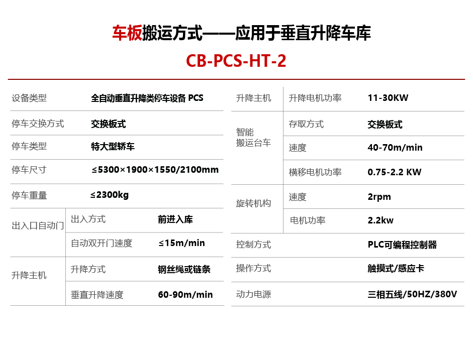 智能停车设备-车板搬运方式垂直升降设备参数-01